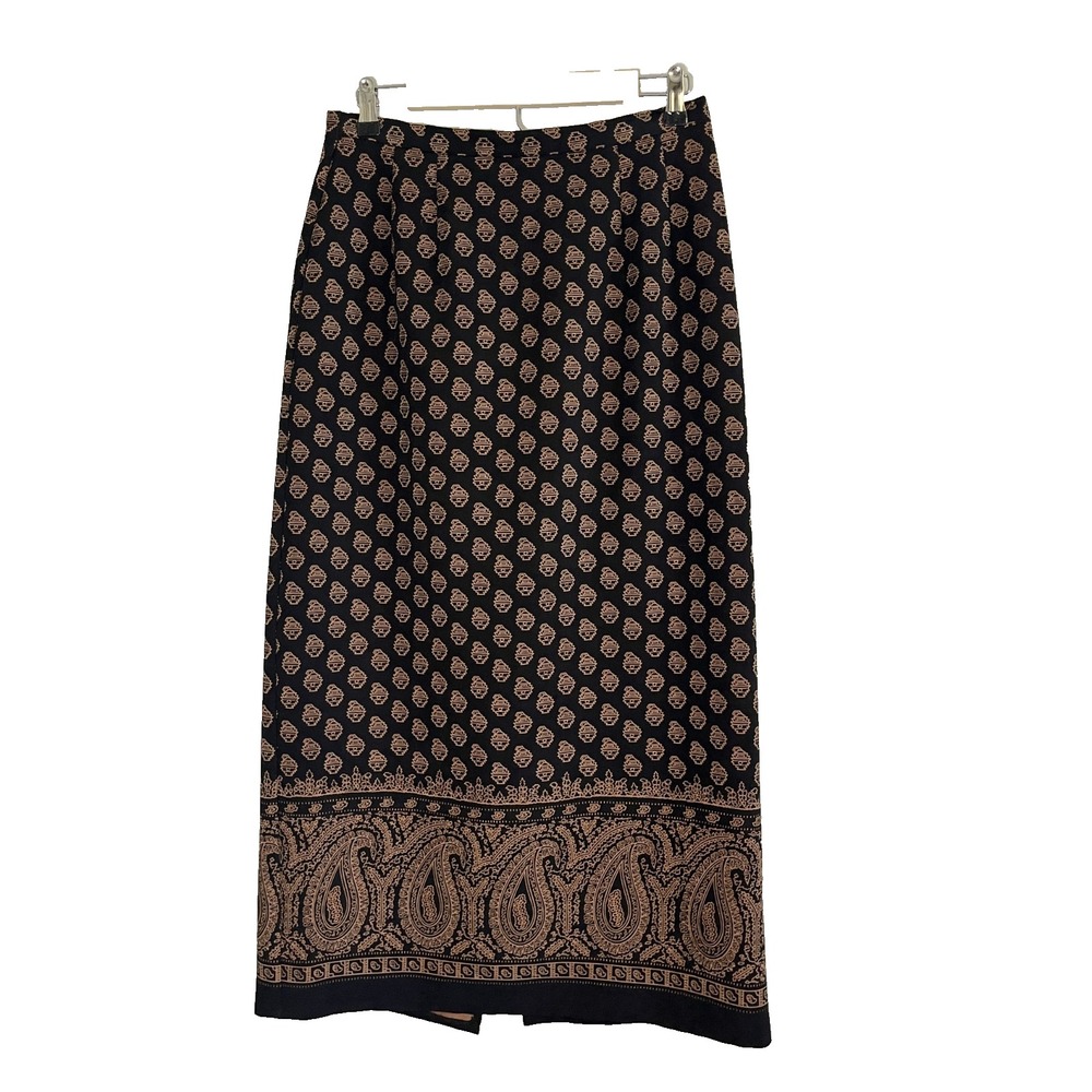 Neutral Paisley Maxi Skirt 8 Boho Indie Folk Festival Earthy Classic Chic Preppy